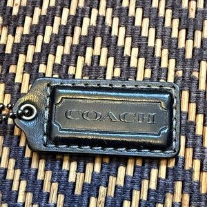 Vintage Y2K Coach black  Leather Keychain Hangtag black with gunmetal chain